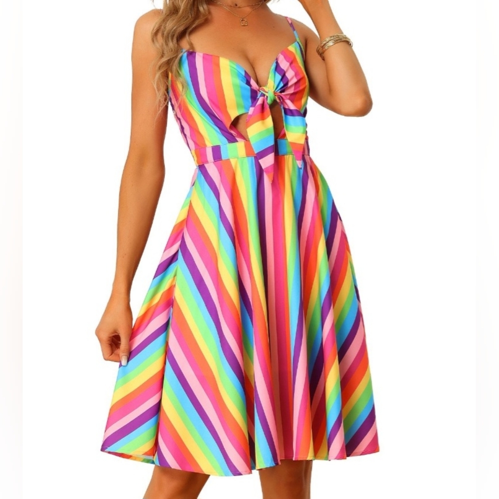 Tie front spaghetti strap sundress